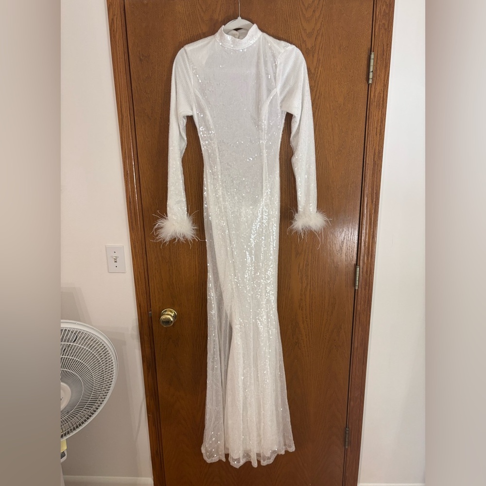 Fashion Nova White Sequin Dress